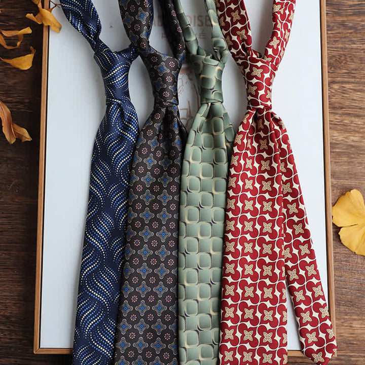 Men's Vintage Street Style Geometric Motif Necktie - image 1
