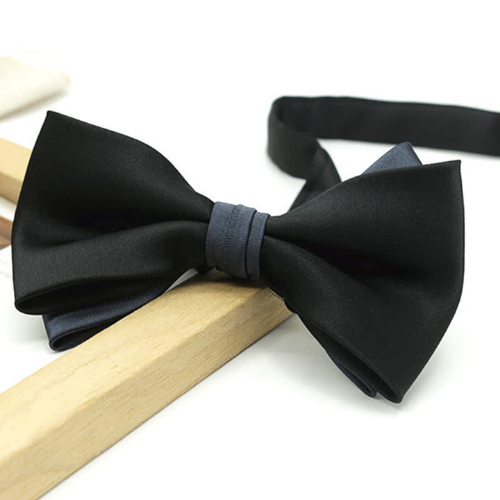Men's Two Tone Double-Deck Wedding Business Bow Tie - Black - image 14