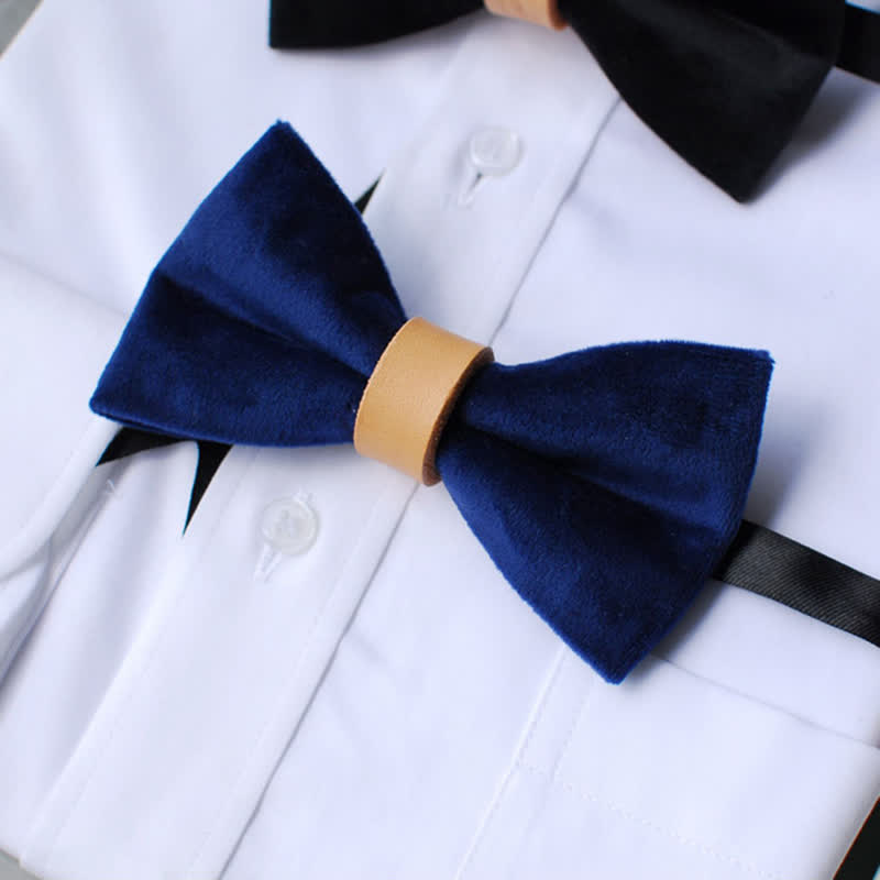 Men's Solid Color Graceful Velvet Leather Loop Bow Tie - image 8