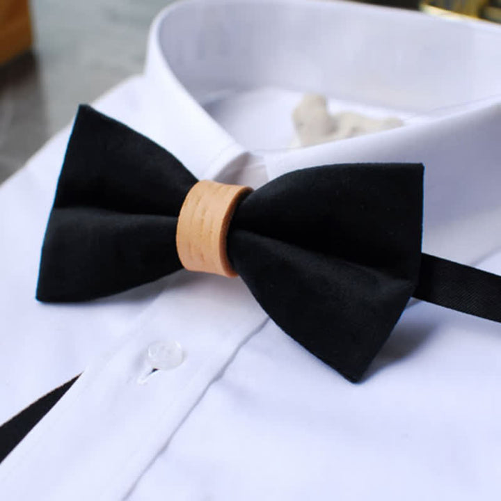 Men's Solid Color Graceful Velvet Leather Loop Bow Tie - image 2
