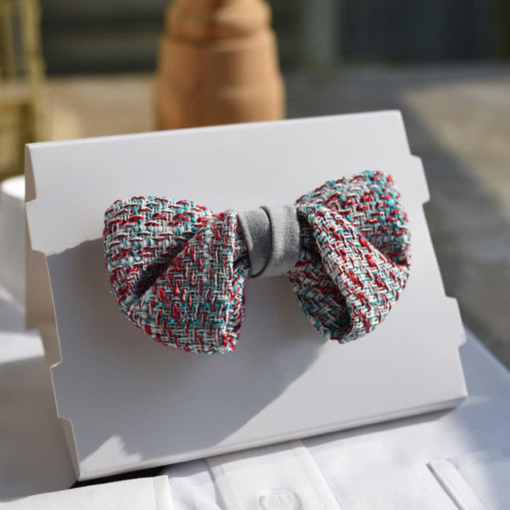 Men's Woven Gray Pink Blue Mix Color Bow Tie - Style #1 - image 0