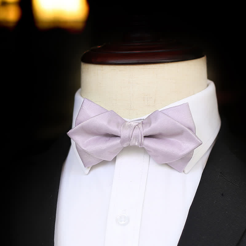 Men's Sweet Taro Violet Solid Color Bow Tie - image 9