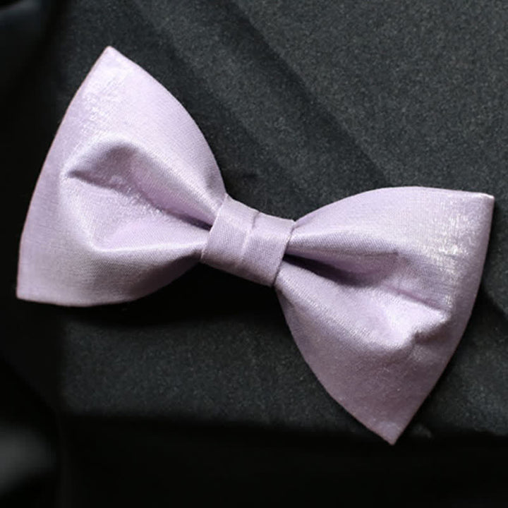 Men's Sweet Taro Violet Solid Color Bow Tie - Style #1 - image 2