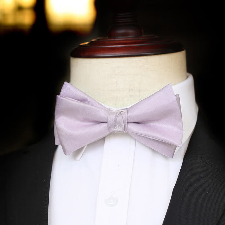 Men's Sweet Taro Violet Solid Color Bow Tie - image 11