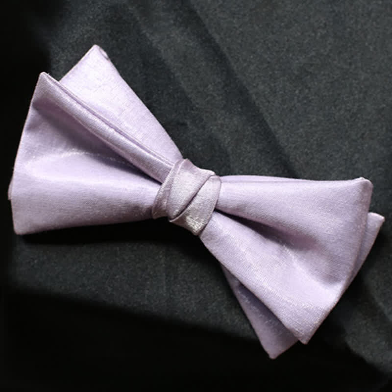 Men's Sweet Taro Violet Solid Color Bow Tie - Style #5 - image 10