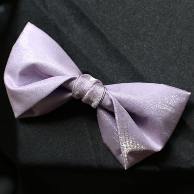 Men's Sweet Taro Violet Solid Color Bow Tie - Style #2 - image 4