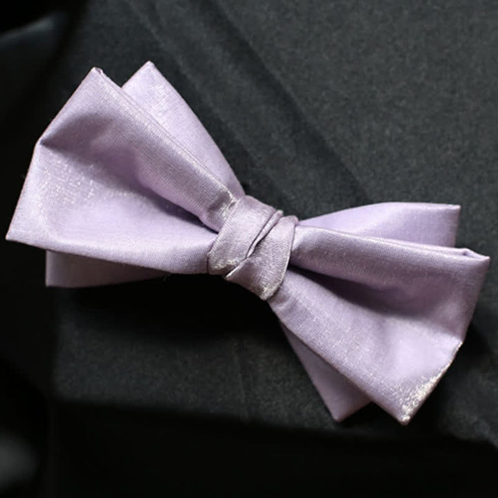 Men's Sweet Taro Violet Solid Color Bow Tie - Style #3 - image 6