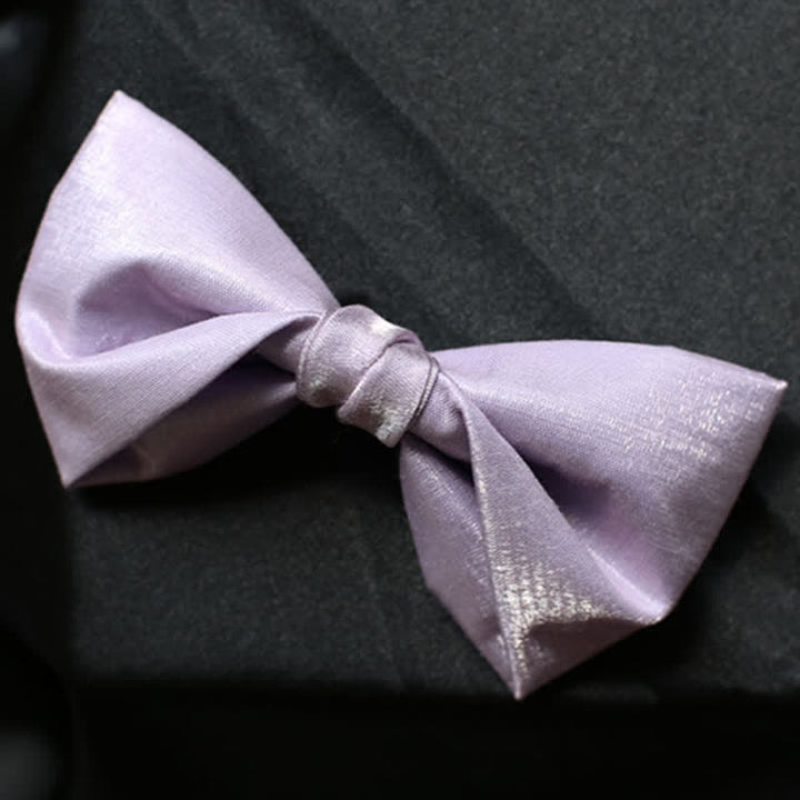 Men's Sweet Taro Violet Solid Color Bow Tie - Style #2 - image 4