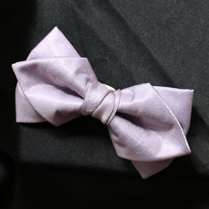 Men's Sweet Taro Violet Solid Color Bow Tie - Style #4 - image 8