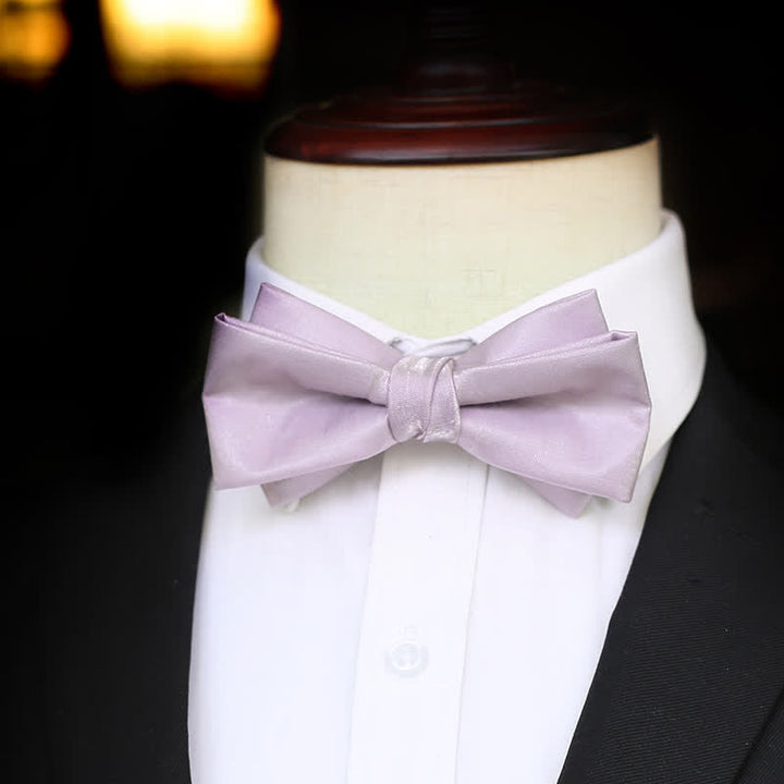 Men's Sweet Taro Violet Solid Color Bow Tie - image 7
