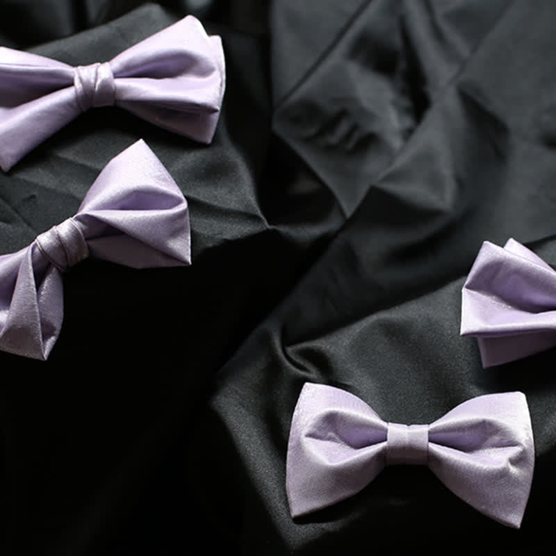 Men's Sweet Taro Violet Solid Color Bow Tie - image 1