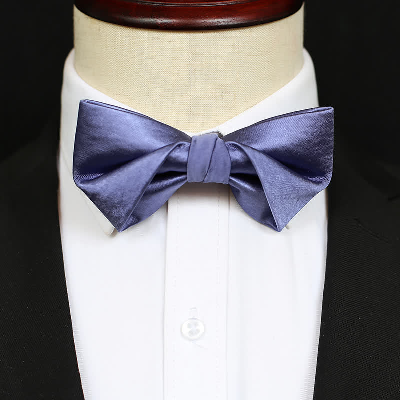 Men's Chic Blue Purple Solid Color Bow Tie - image 7