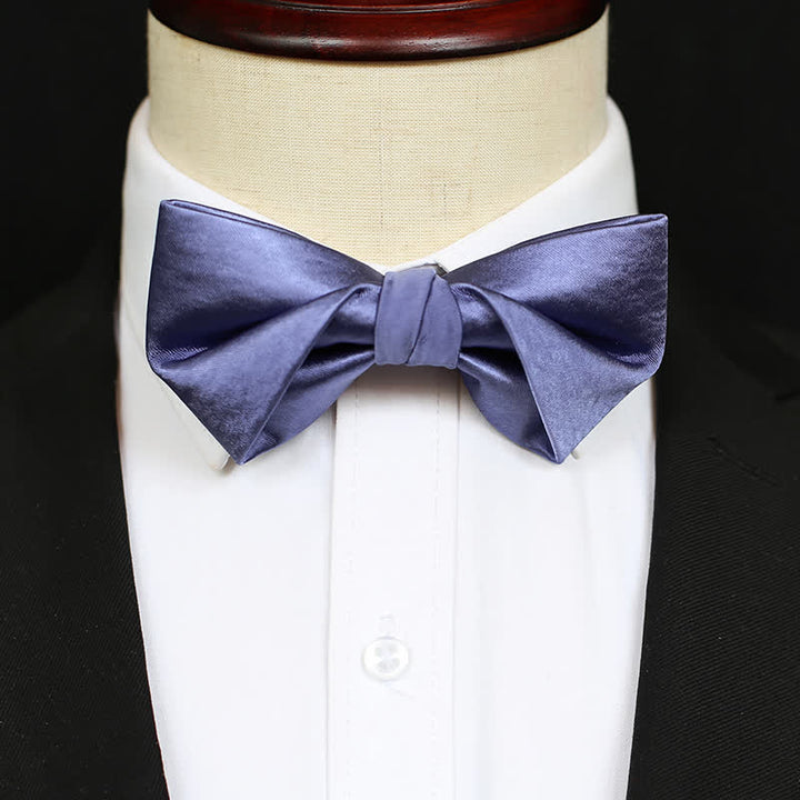 Men's Chic Blue Purple Solid Color Bow Tie - image 7