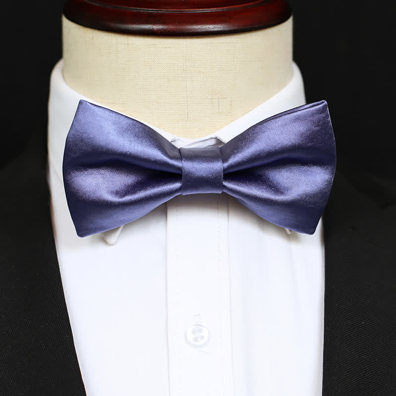 Men's Chic Blue Purple Solid Color Bow Tie - image 5