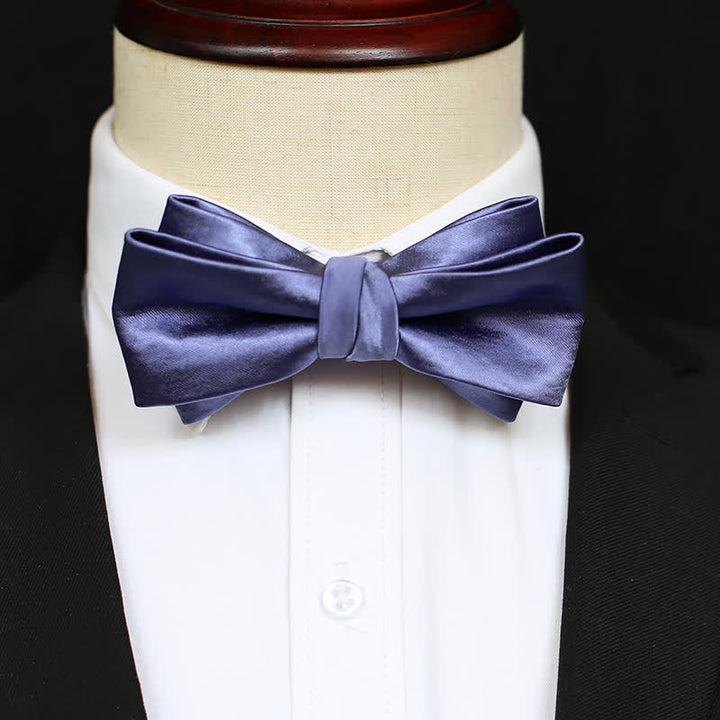 Men's Chic Blue Purple Solid Color Bow Tie - image 9