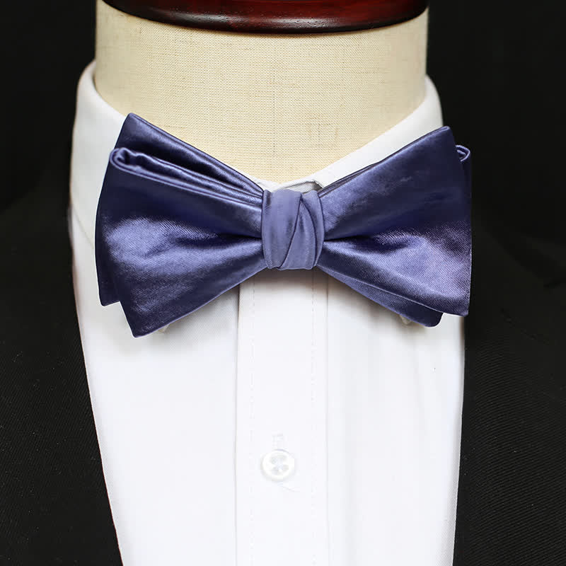 Men's Chic Blue Purple Solid Color Bow Tie - image 3
