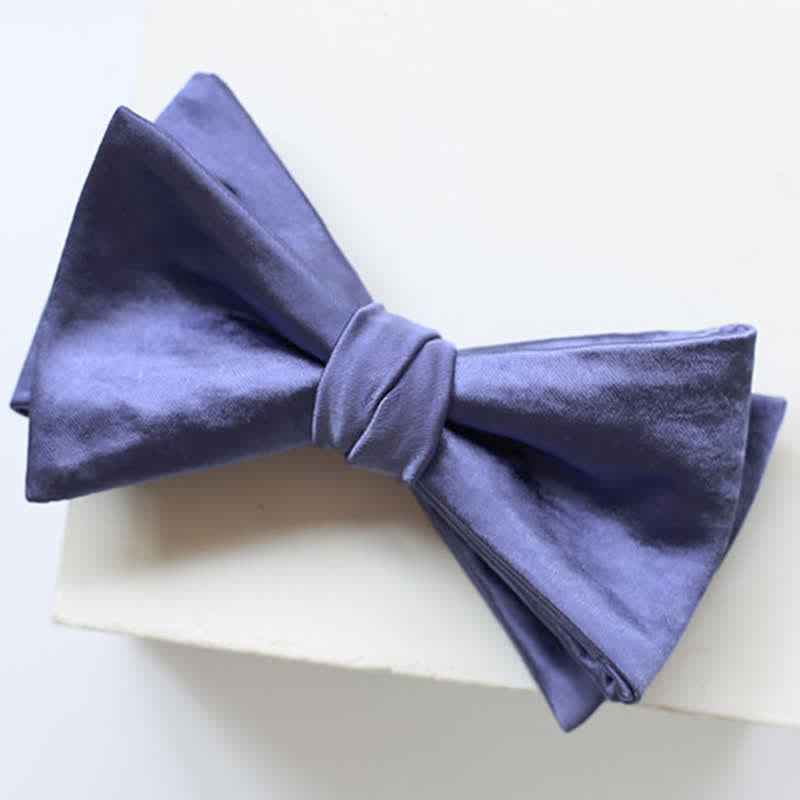 Men's Chic Blue Purple Solid Color Bow Tie - Style #1 - image 2