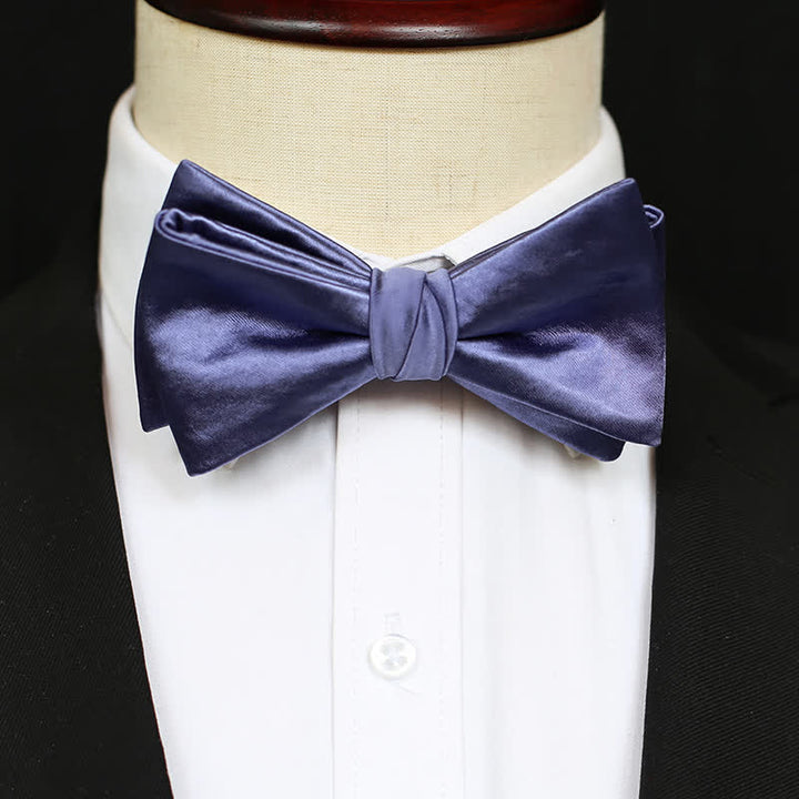 Men's Chic Blue Purple Solid Color Bow Tie - image 3
