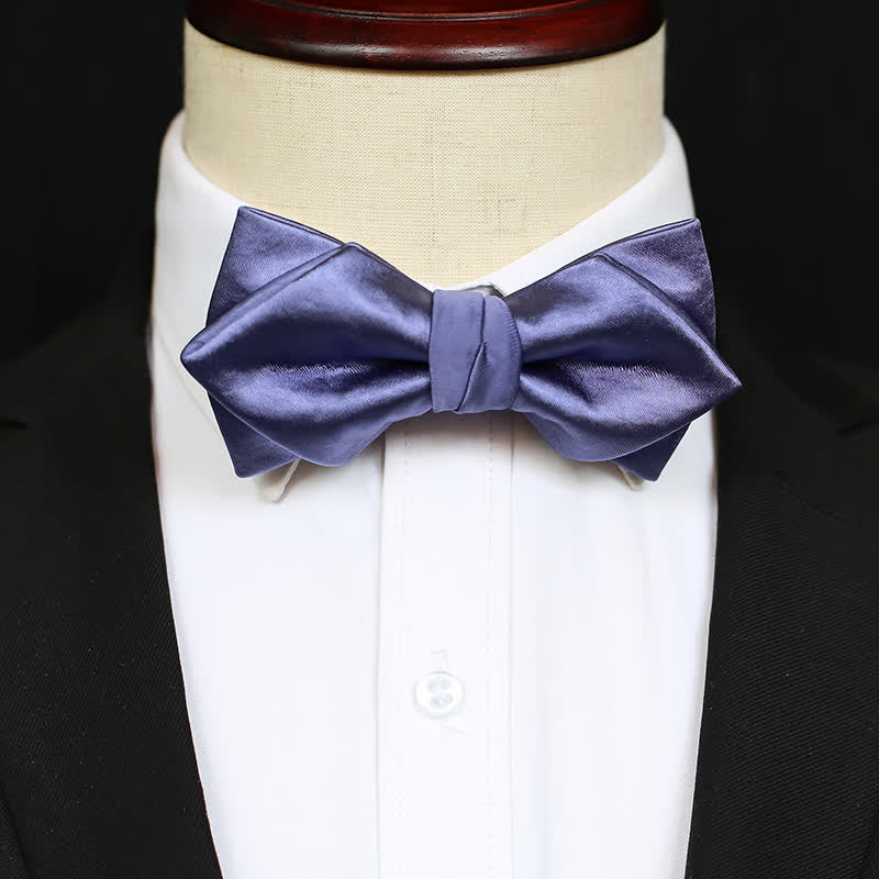 Men's Chic Blue Purple Solid Color Bow Tie - image 11