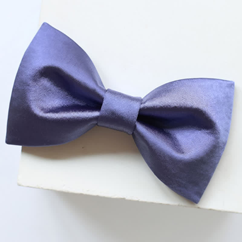 Men's Chic Blue Purple Solid Color Bow Tie - Style #2 - image 4