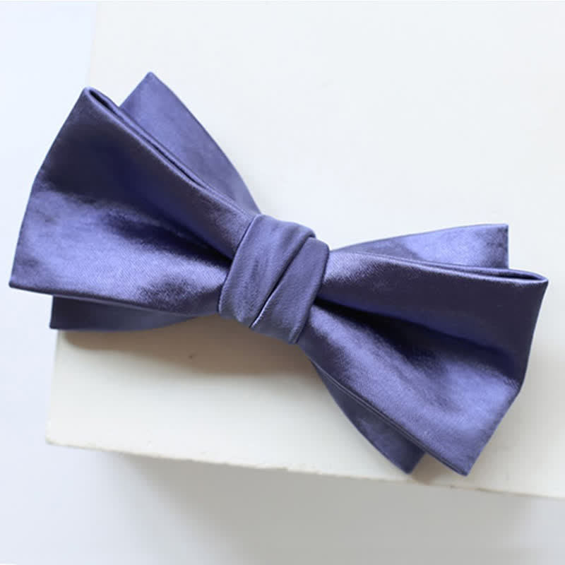 Men's Chic Blue Purple Solid Color Bow Tie - Style #4 - image 8