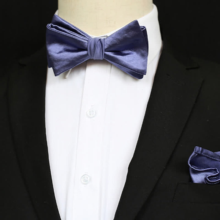 Men's Chic Blue Purple Solid Color Bow Tie - image 0