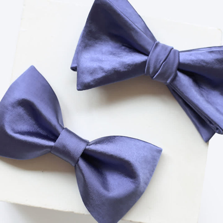 Men's Chic Blue Purple Solid Color Bow Tie - image 1