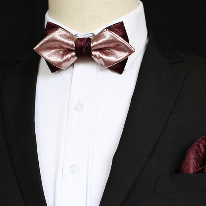 Men's Glossy Pink & Burgundy Double Layers Bow Tie - image 0