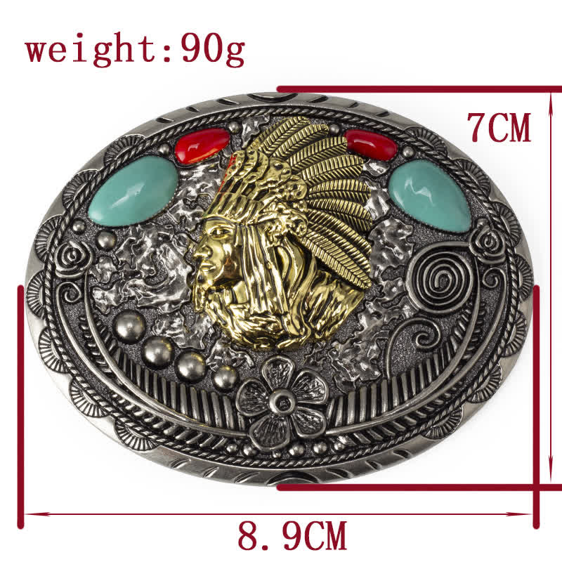 Men's Turquoise Country Indian Style Leather Belt - image 2