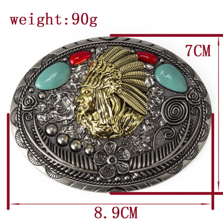 Men's Turquoise Country Indian Style Leather Belt - image 2