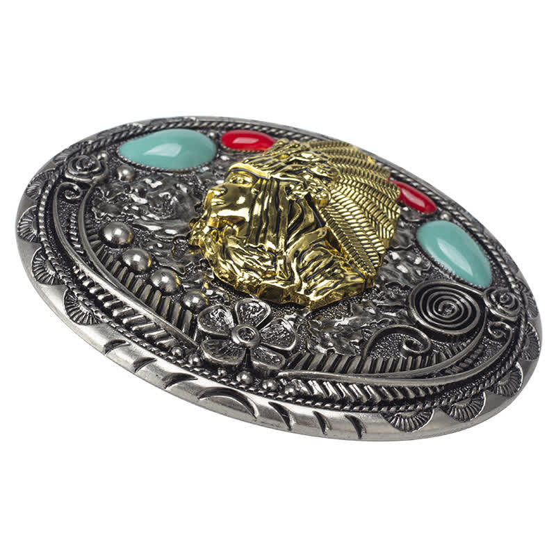 Men's Turquoise Country Indian Style Leather Belt - image 3