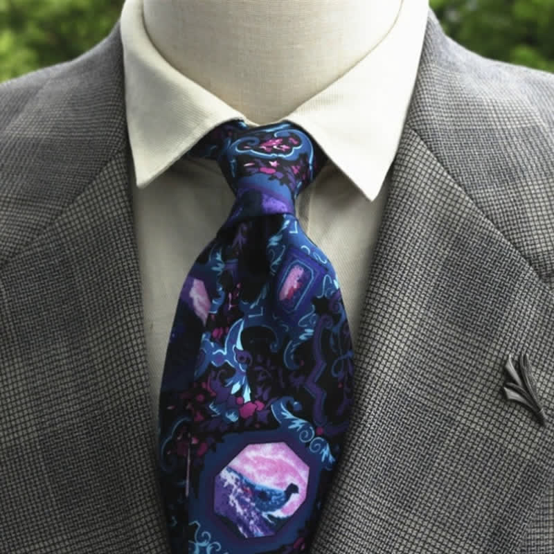 Men's Fantastic Flower Pattern Boho Necktie - Style #8 - image 9