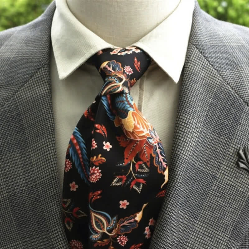 Men's Fantastic Flower Pattern Boho Necktie - Style #19 - image 20
