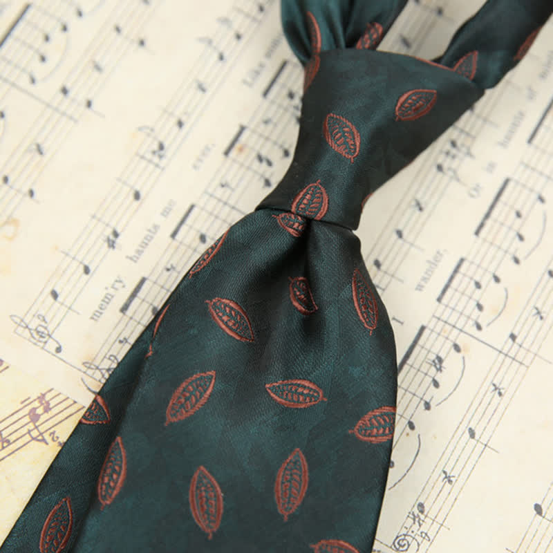 Men's Classic Design Leaves Suit Accessories Necktie - Dark Green - image 1