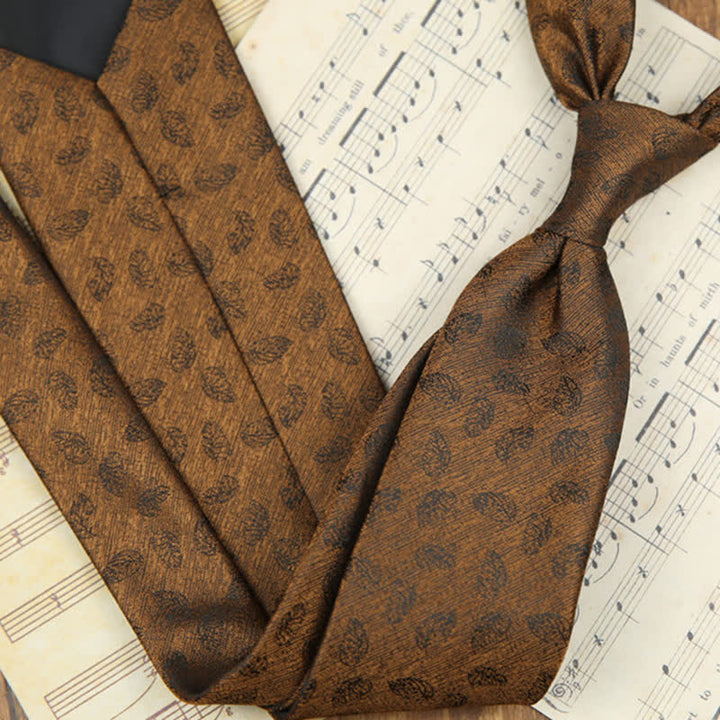 Men's Classic Design Leaves Suit Accessories Necktie - Chocolate - image 5