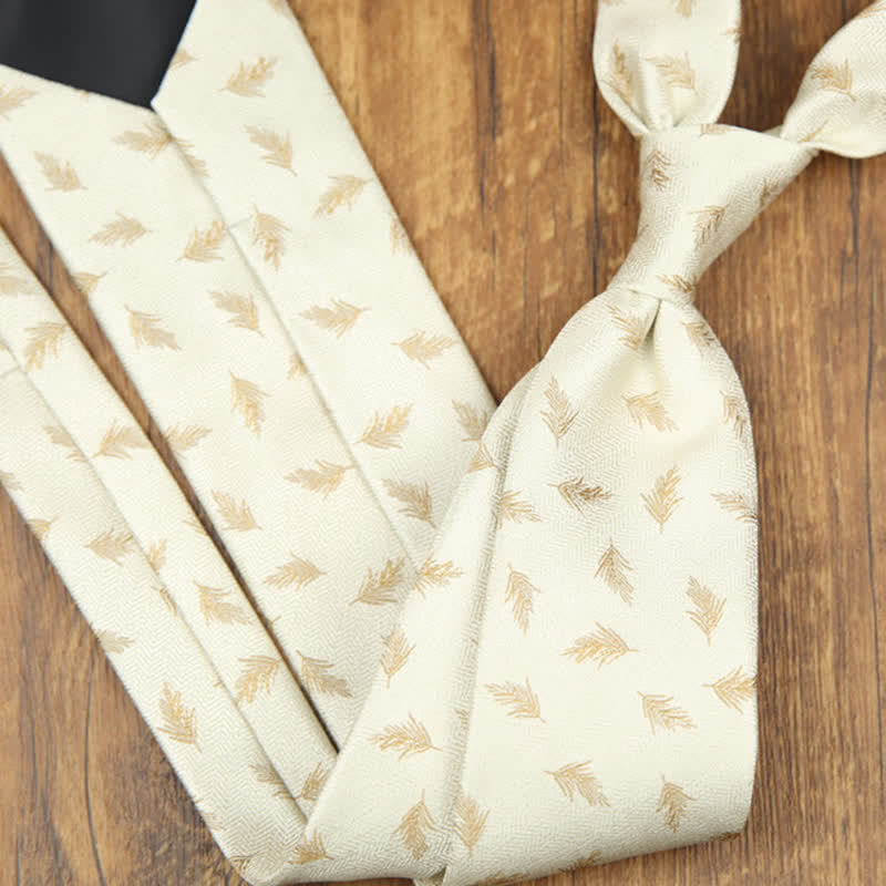 Men's Classic Design Leaves Suit Accessories Necktie - White - image 4