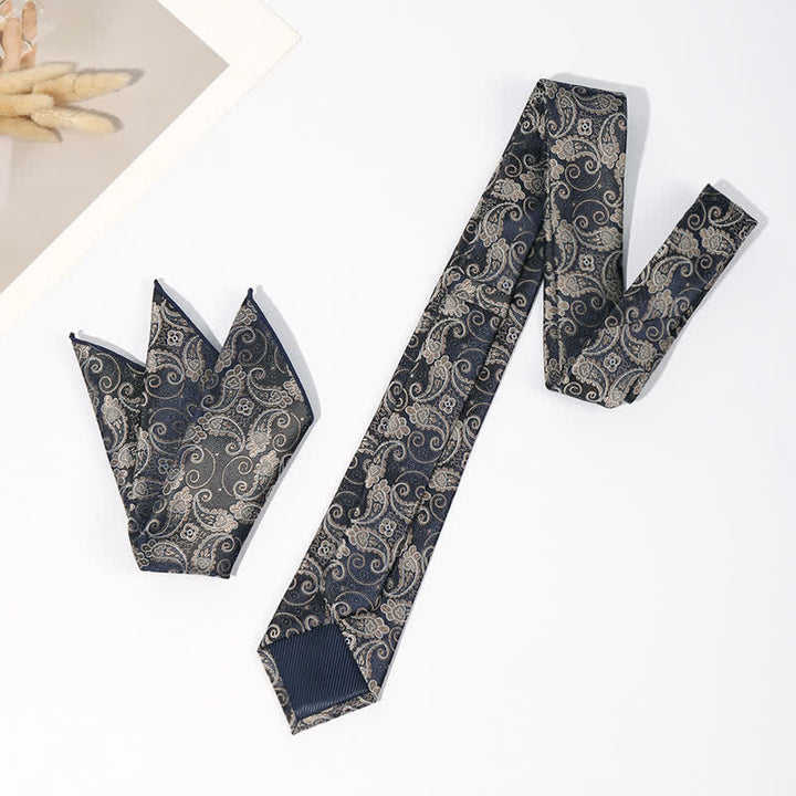 2Pcs Men's Luxury Paisley Pocket Square Necktie Set - image 1