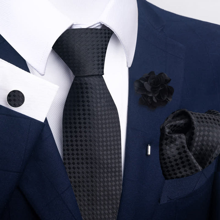 4Pcs Men's Black Series Formal Necktie Set - Style #2 - image 2