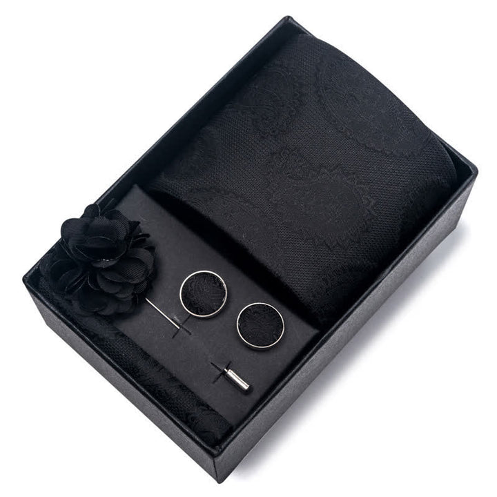 4Pcs Men's Black Series Formal Necktie Set - image 1