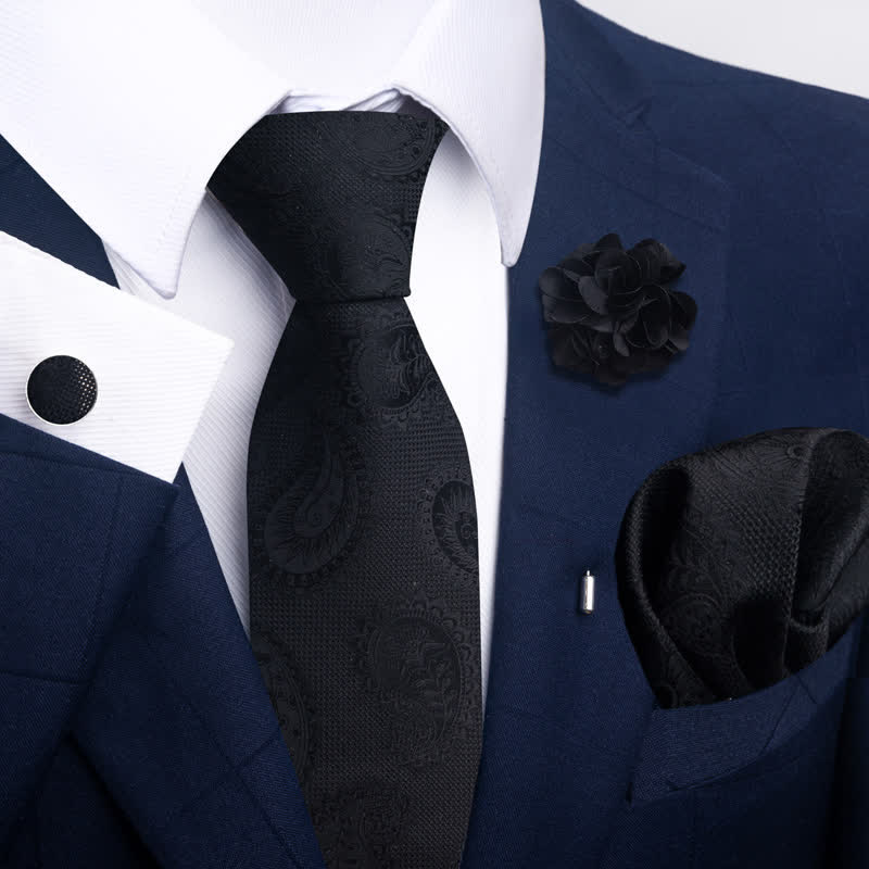 4Pcs Men's Black Series Formal Necktie Set - Style #1 - image 0