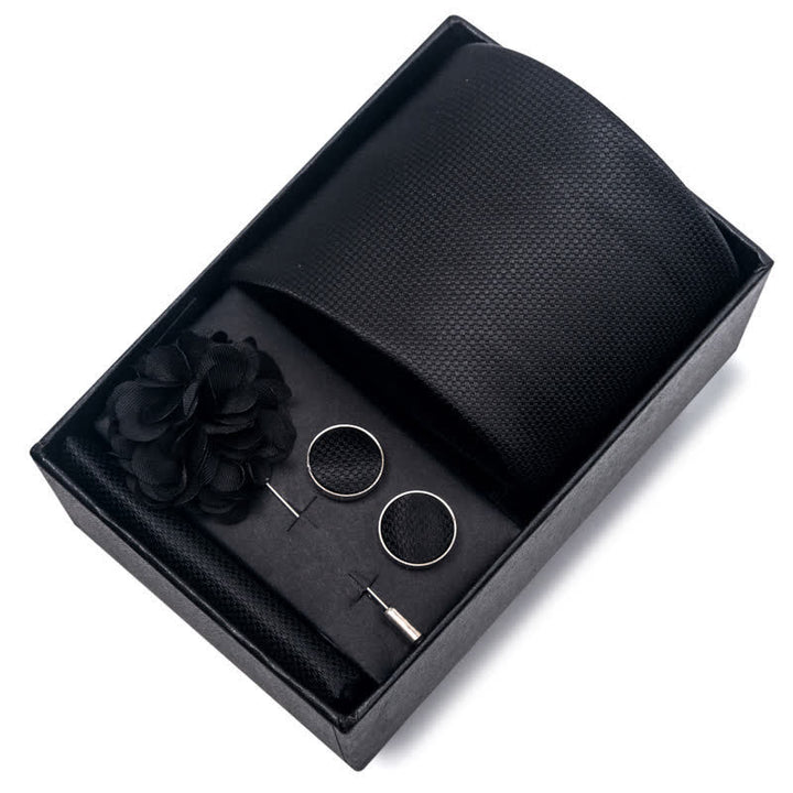 4Pcs Men's Black Series Formal Necktie Set - image 5
