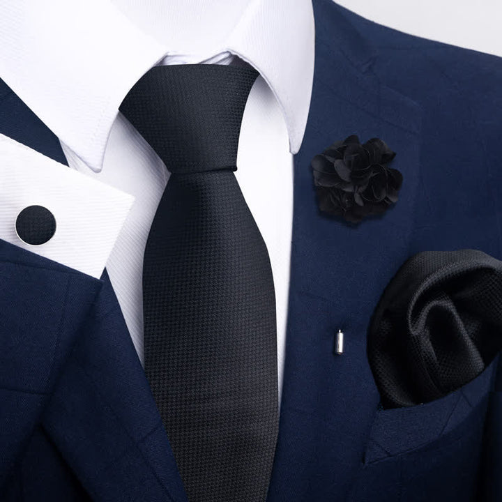 4Pcs Men's Black Series Formal Necktie Set - Style #3 - image 4