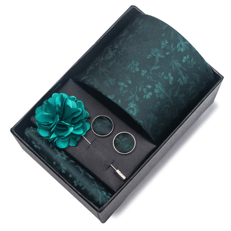 4Pcs Men's Gentle Dark Green Series Necktie Set - image 1