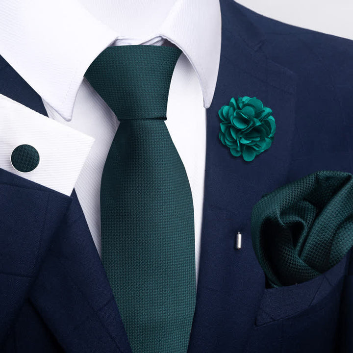 4Pcs Men's Gentle Dark Green Series Necktie Set - Style #3 - image 4