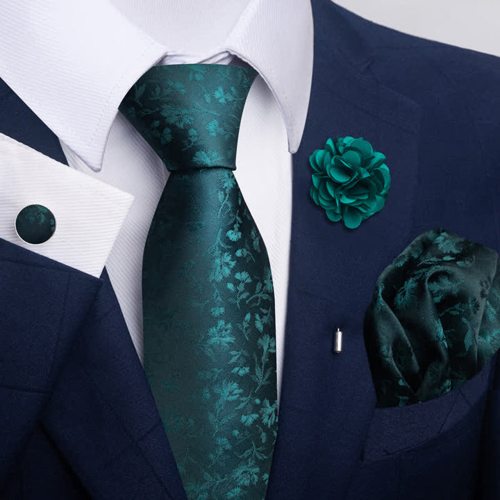 4Pcs Men's Gentle Dark Green Series Necktie Set - Style #1 - image 0