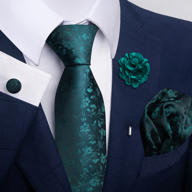 4Pcs Men's Gentle Dark Green Series Necktie Set - Style #1 - image 0