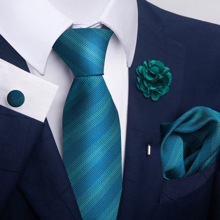 4Pcs Men's Gentle Dark Green Series Necktie Set - Style #6 - image 10