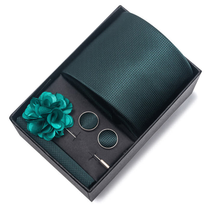 4Pcs Men's Gentle Dark Green Series Necktie Set - image 5