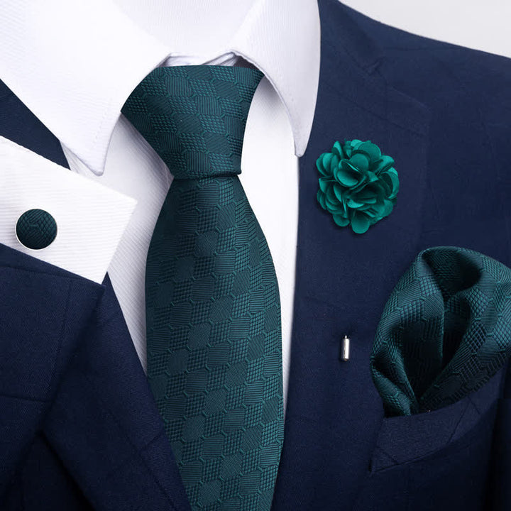 4Pcs Men's Gentle Dark Green Series Necktie Set - Style #4 - image 6