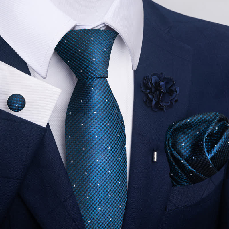 4Pcs Men's Gentle Dark Green Series Necktie Set - Style #2 - image 2